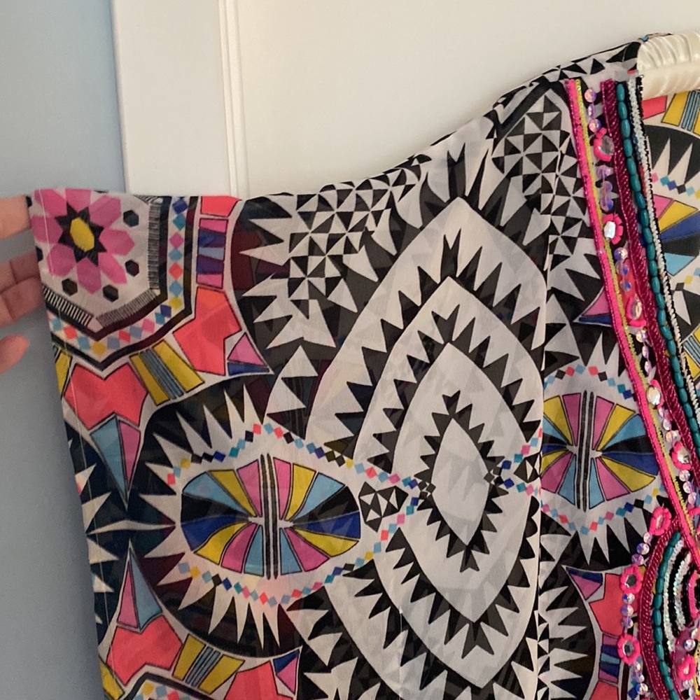 Vibrant Multicolored Caftan With Beading - image 2